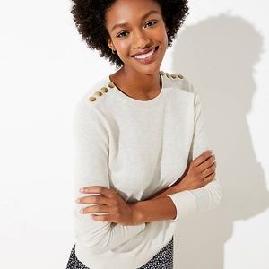 LOFT crew neck sweater with button accents
